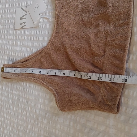 NWT Women's Zara Tan Cotton Blend Crop Top Large - Picture 11 of 12